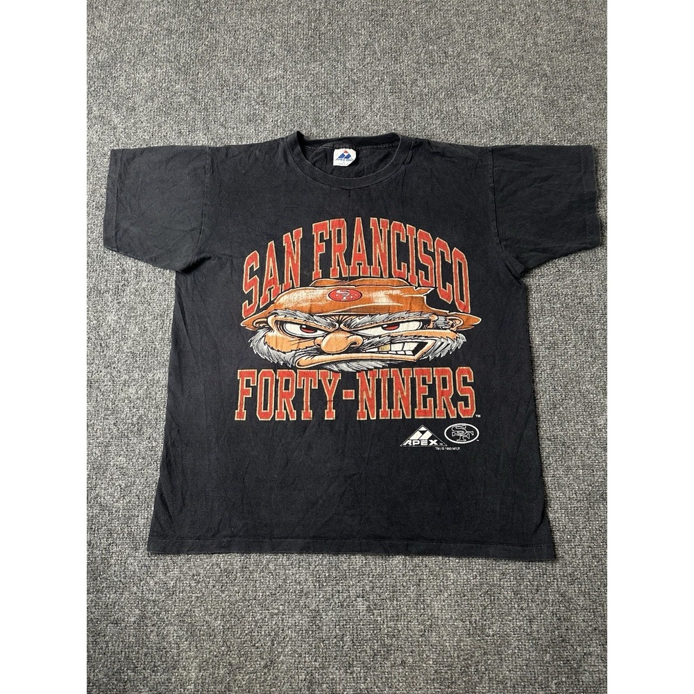 Mens 1993 San Francisco 49ers Apex One Graphic T Shirt Black, Size L